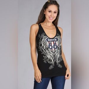 Route 66 Biker Embellished Racerback Tank